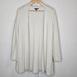 Eileen Fisher Textured Open Front Cardigan Sweater Silk Blend Ivory Sz S/P